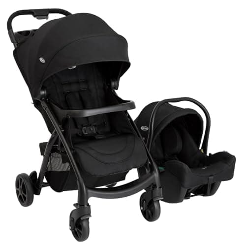 Graco Tavira Travel System - Suitable from Birth to Approx. 4 Years (0-22kg). One-Hand Folding, Compact Pushchair, Includes i-Size car seat, Midnight Fashion