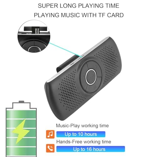 LETRADE Hands Free Car Phone Kit Bluetooth,Support Siri Google Assistant Voice Commands Calls,GPS, Music with TF Card Slot, Magnetic Clip, Automatic Connection,for Android & iOS Phones — view 6