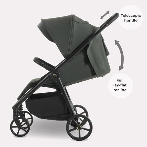 My Babiie MB170 Plus Pushchair – from Birth to 4 Years (22kg), 4-Wheel Suspension, Large Basket, XL Canopy, Foldable, Compact, Stroller with Footmuff, Cup Holder, Rain Cover – Green — view 5