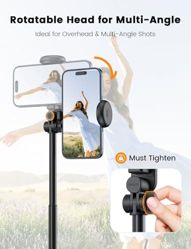 ANXRE 67.7" Phone Tripod with Fill Light ＆ Remote, NT99 Selfie Stick Stand — view 4