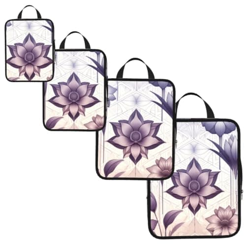 Vortithora 4 Set Lavender-Pattern Compression Packing Cubes — view 2