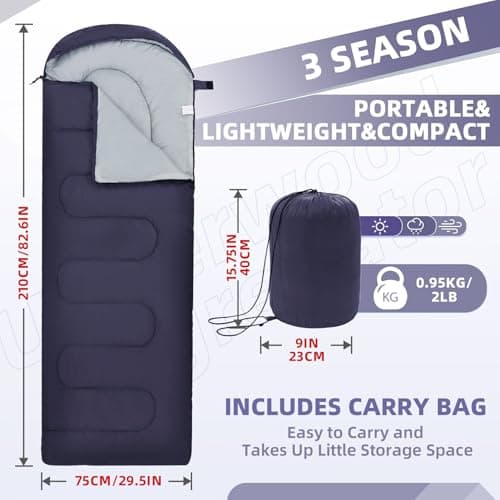 Lightweight Camping Sleeping Bag for Adults and Kids,3 Season(0.95kg) — view 2