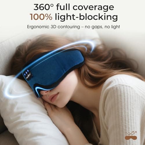 MUSICOZY Cooling Sleep Mask Headphones 3D 100% Blackout for Side Sleepers — view 2