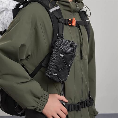 Molle Water Bottle Holder Drawstring Sports Water Bottles Pouch Bag Hydration Carrier for Travel Camping Hiking (Black, 18.5cm*8.7cm) — view 2