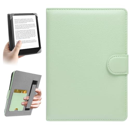 HoYiXi Universal Case for 6-6.8 inch E-Book Reader Compatible with 6.8" Kindle Paperwhite/6" All-new Kindle 2022&2019/Kobo Clara HD/Kobo Clara 2E,6" EReader Protective cover Built-in pocket,green