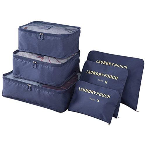 Vicloon Travel Luggage Organizers,Complete Set of Different Packing Cubes Waterproof Travel Storage Bags,Organizers Nylon Suitcases, 8 Dark Blue, SUPER — view 4