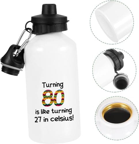 Giftme Turning 80 is Like Turning 27 in Celsius, Humorous 80Th Birthday Water Bottle, Aluminium 500 ml Water Bottle sports bottle. — view 3
