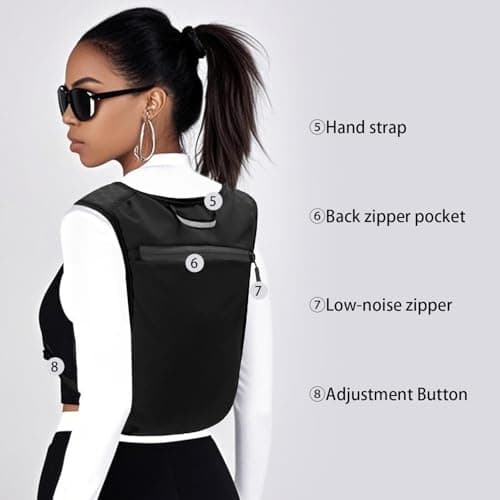 Unisex Running Vest with Phone Holder & Storage Adjustable Hydration Vest Lightweight & Breathable Running Backpack for Running Cycling Hiking (black, one size) — view 4
