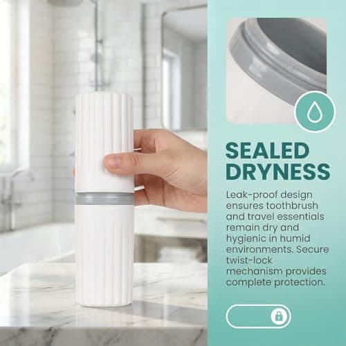 Kaiyzo 2-Pack Toothbrush Holder Travel, Durable Toothbrush Cup & Case Set, Leak-Proof Portable Toothpaste Organizer for Bathroom Camping College, Mint Green & White — view 4
