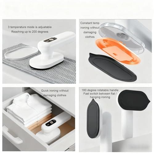 Cosiki Cordless Mini Iron for Clothes, USB Rechargeable Handheld Ironing Machine, Portable Travel Electric Iron with 3 Temperature Settings & Dry Ironing Support — view 2