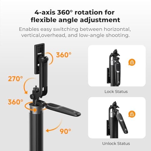 K&F CONCEPT 180cm Phone Tripod with 4-Leg Tripod Base & Wireless Remote — view 5