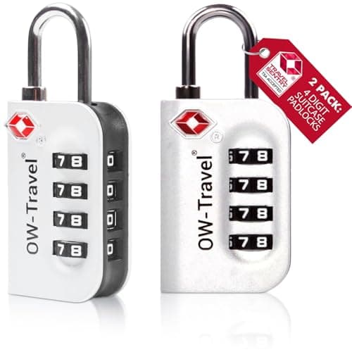 OW-Travel Suitcase Locks, TSA Approved Luggage Padlocks, Silver, 2 Pack