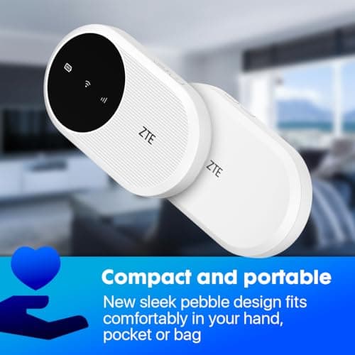 ZTE U10, Wi-Fi 6/4G LTE Mobile Wi-Fi, unlocked low cost portable hotspot, connects to 32 Devices, 2000mAh Battery, built in antenna for enhanced speeds, FREE SMARTY SIM Card- Pebble White — view 5