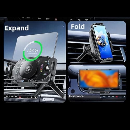 Compact Foldable Car Charger Mount 15W for Travel(Black) — view 6