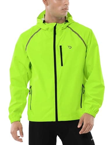 baleaf Waterproof Jacket Mens Cycling Jackets Reflective Running Outdoor Rain Coats Lightweight for Men Walking Hiking Packable Fluorescent Yellow XL — view 2