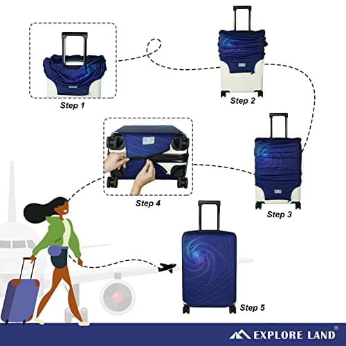 Explore Land Travel Luggage Cover Suitcase Protector Fits 18-22 Inch Luggage (Gyrotropic, S) — view 5