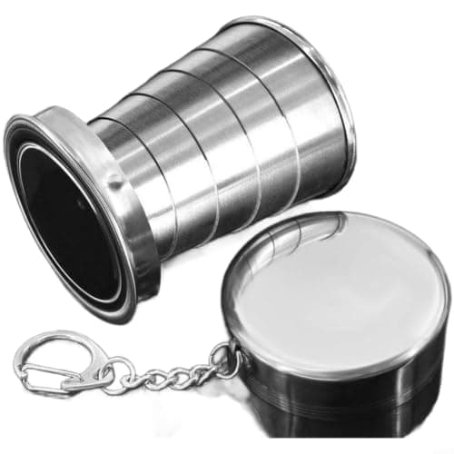 MKTOLHUs Zeroupshop Collapsible Stainless Steel Travel Cup, Foldable Leak-Proof Water Bottle, for Camping Hiking For Outdoor, Portable Telescoping Mug, with Twist-Lock Lid, Silver(Small)