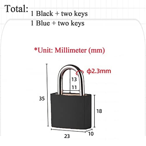 2 Pieces Luggage Locks with Keys,Small Suitcase Padlocks,with Key Small Padlock Luggage Lock,for Travel School Gym(Blue and Black) — view 2