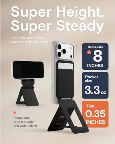 MOFT Phone Tripod Wallet for iPhone, Mulit-Angles, Lightweight & Portable Phone Stand, MOVAS Vegan Leather Magnetic Wallet, Strong Magnets, NFC Card Holder,Travel Essential, Jet Black (With Card Slot) — view 6