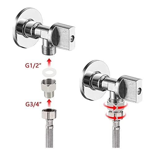 JPGhaha G3/4 inch to G1/2 inch Faucet Adaptor UK 2PCS Compression Adaptors Connectors Pipe Connection Reduction Fittings European Tap Adaptor with 4 Washers Stainless Steel Silver — view 3
