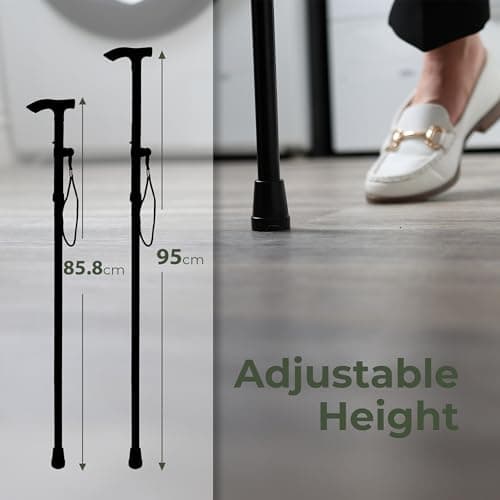 DIVCHI Folding Walking Sticks, Adjustable Height And Portable Collapsible Balancing Ladies Walking Aid, Travel Walking Cane for Women & Men Elderly Adults & Disabled (Walking Stick Black) — view 5