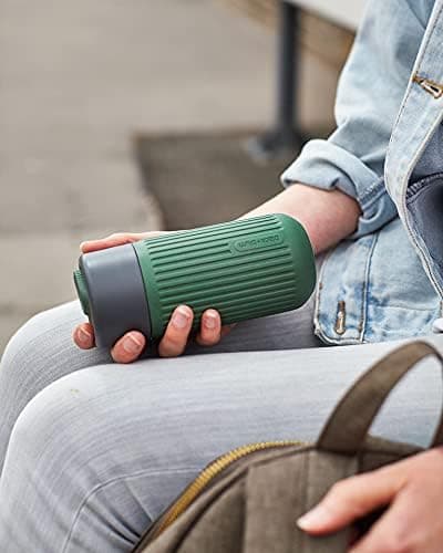 BLACK + BLUM Glass Travel Cup | Leak Proof | Non-Slip Grip | 340ml | Olive — view 2
