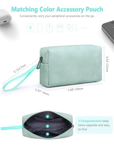 HYZUO 13 Inch Laptop Sleeve Case with Stand for MacBook Air, Mint Green — view 5