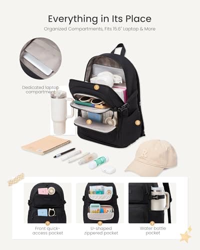 LOVEVOOK Womens Backpack School Bag, 15.6" Laptop Rucksack for Girls Teens — view 3