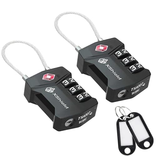 Double Dragon 2-Pack TSA Approved Suitcase Locks | Strong Shackle, Cut-Resistant Zinc Alloy, Lightweight 3-Digit Combination Travel Padlocks for Luggage, Bags & Backpacks
