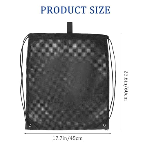Sliverdew Large Mesh Drawstring Bag, Black Drawstring Backpack Bags Sports Team Gym Ball Bag Mesh Draw String Bag for Swimming, Laundry, Clothes, Pool, Beach, Travel 45×60cm — view 2