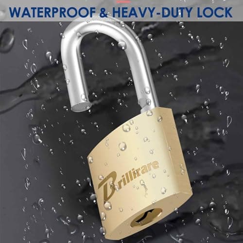 4 Pack Luggage Locks with Keys, Brass Padlock, Solid Copper Travel Waterproof Keyed Lock Unbreakable, Outdoor Metal Lock for Lockers, Bags, Backpack, Gym, Gate, Toolbox-Golden — view 6