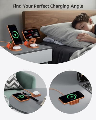 KU XIU Foldable 3 in 1 Travel Wireless Charging Station Qi2 25W for iPhone — view 4