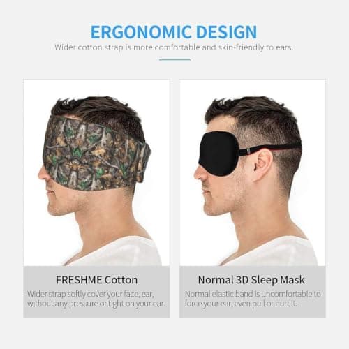 Cold Tree Camouflage Print Sleep Mask Wide Wraparound Reversible Light Blocking Travel Fit — view 5