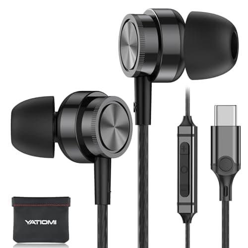 USB C Headphone for Samsung S25 S24 S23 Ultra FE S22 A16 A55 A54 Wired Earbuds Magnetic in-Ear Type C Earphone with Microphone Volume Control Stereo Noise Canceling for iPhone16 15 Pro Max Pixel 9 8a