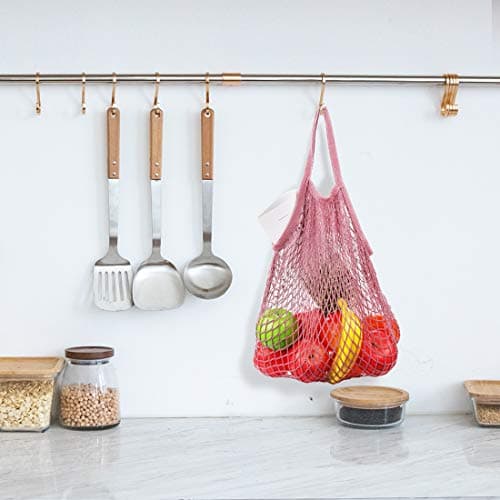 Reusable Net String Shopping Bags,TOTKEN 3 Pack Cotton Mesh Produce Bags Organic Grocery Shopping Bags Tote Handbag for Vegetables Fruits Commodities Outgoing Travel — view 5