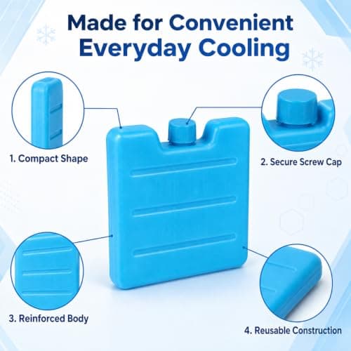 1Above 3pk Mini Freezer Blocks, Long Lasting Reusable Family Pack Ice Block for Cool Box, Cooler Bag to Keep Drink, Food, Lunch Boxes Cool — view 2