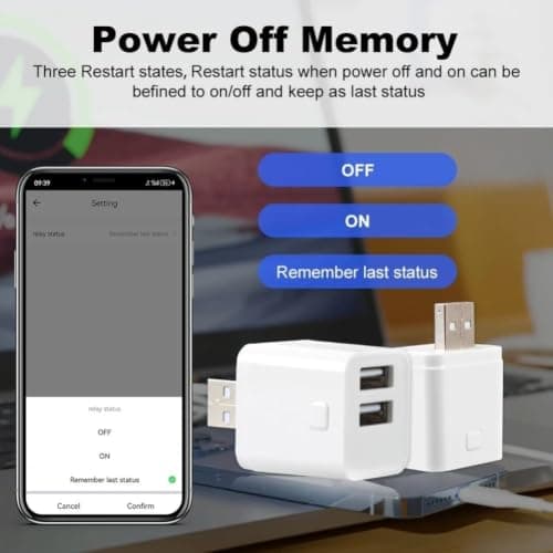 For for tuya for zigbee for Smart USB Adapter Switch 1-3 Gang, Small 5-12V USB Power Module, App Controlled via for tuya Smart, Compatible with for alexa, Customizable Schedules, White Color(2 Gang) — view 5