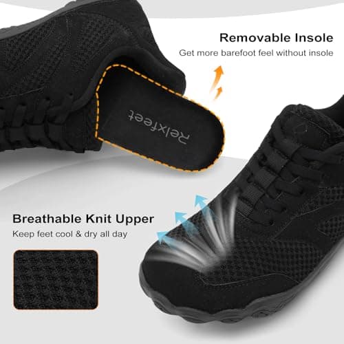 JOINFREE Men’s Walking Shoes Wide Fit Barefoot Trainers Slip On Trainers Zero Drop Minimalist Shoes Lightweight Breathable Gym Training Casual Shoes for Daily Wear Black Size 13 — view 5