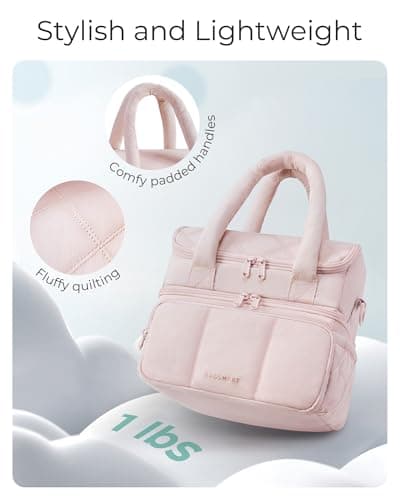 bagsmart Insulated Lunch Bags for Women, 6.7L Portable Lunch Box with Shoulder Strap Reusable Cooler Bag, Puffy Thermal Lunch Tote for Work/School/Picnic/Travel — view 6