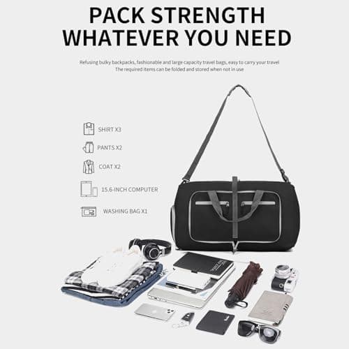 Large Duffle Bag for Travel - Waterproof Folding Traveling Weekender Luggage Bag | Sports Duffle Bag with Multiple Pockets for Travel, Camping, Fitness — view 5