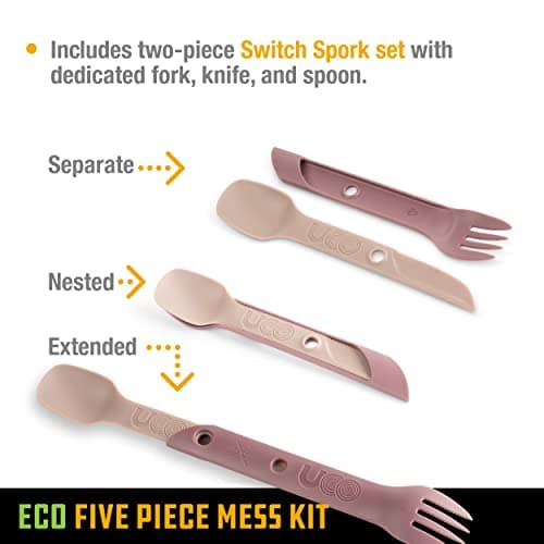 UCO ECO 5-Piece Camping Mess Kit with Bowl, Plate, Switch Spork Utensil Set - Plum Purple — view 6