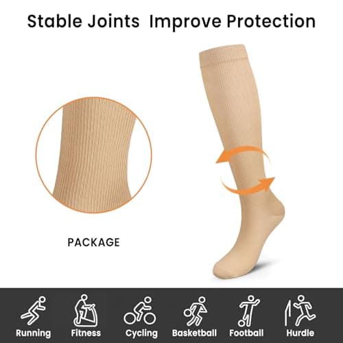 Pnosnesy Compression Socks, (2/4/6/7 Pairs) for Men & Women 15-20 mmHg is Best for Athletics, Running, Flight Travel, Support — view 3