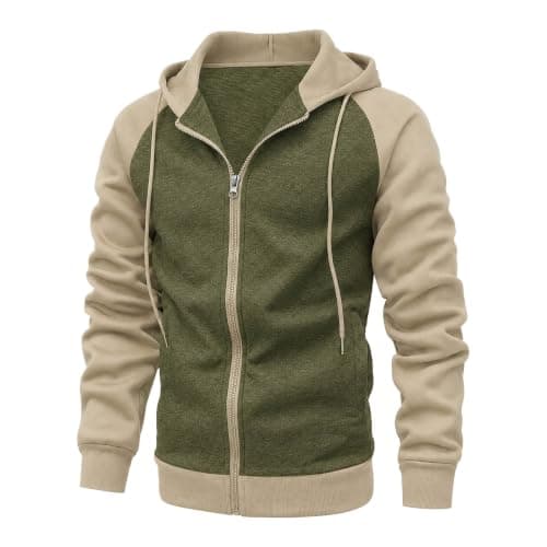 Split Color Zip Hoodie For Cozy Fleece Lined Sweatshirt With Front Pockets