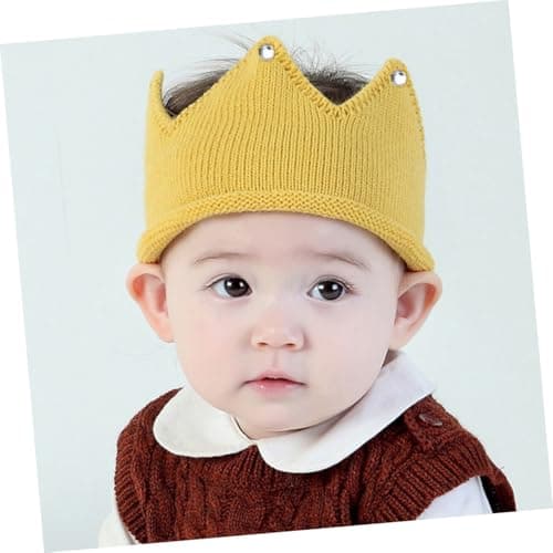 VALICLUD 2pcs Party Knitted Crown Hat, 1st Birthday Party Hat for Baby Girls, Acrylic Fabric, Lightweight, Comfortable and Breathable, Travel and Shopping Use — view 5