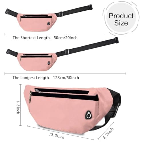 Rosoz Bum Bag, Belt Bag Women's Bum Bag Men's Gifts Sports Hip Bags for Outdoor Travel Running Cycling, rose — view 2