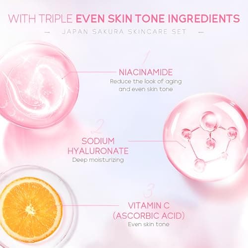 LAIKOU Sakura Skincare Set for Women & Teenage Girls, Travel-Friendly 34Pcs — view 6