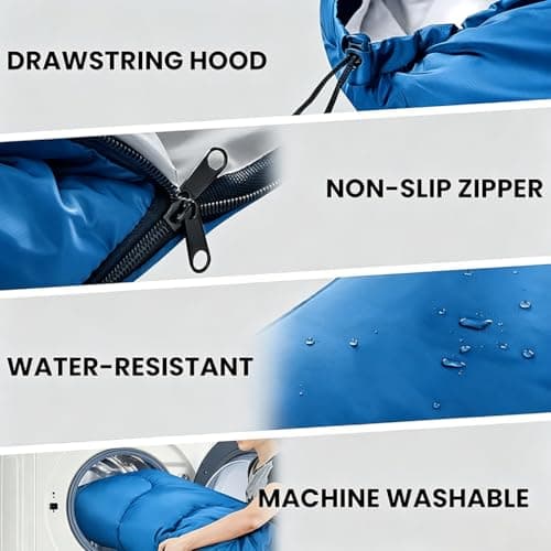 Double Sleeping Bag, Extra Large 3-4 Season Lightweight,Waterproof Indoor & Outdoor Use for Adults & Kids, Premium Sleeping bag for Hiking, Backpacking and Camping (Blue) — view 4