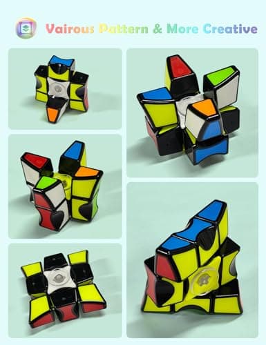ROXENDA 1x3x3 Fidget Cube Spinner- Fingertip Rotator 2 in 1 for kids, Fast Cube Puzzle Spinner Rotatable Brain Teasers Spinning Toy Stress Relief for Adult , Kids and for Travel Toys (Black) — view 3