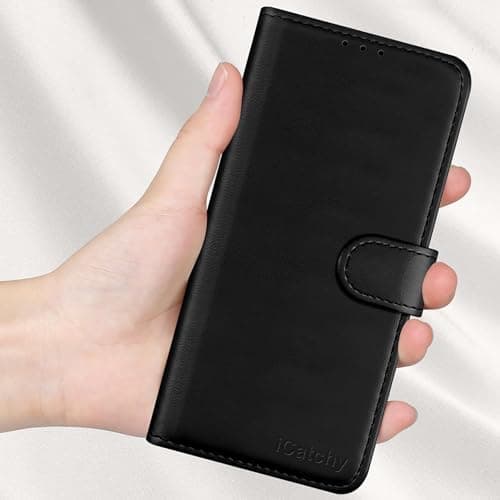 iCatchy for iPhone 15 Case 6.1 Inch, PU Leather Wallet Flip Case with Card Slots, RFID Blocking, Magnetic Closure, Stand, Full Body Protective Folio Cover (Black) — view 6