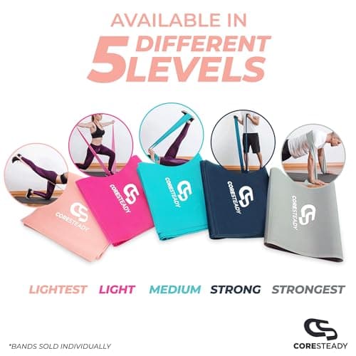 Coresteady Resistance Band For Men & Women - Exercise Band to Build Strength, Flexibility, Muscle & Tone - For Fitness, Stretching, Pilates, Physio & Yoga - With Exercise e-Guide — view 4